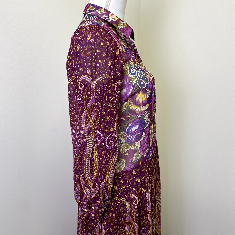 Anthropologie Nikole Maxi Shirtdress XS Paisley Floral Boho - Picture 5 of 16